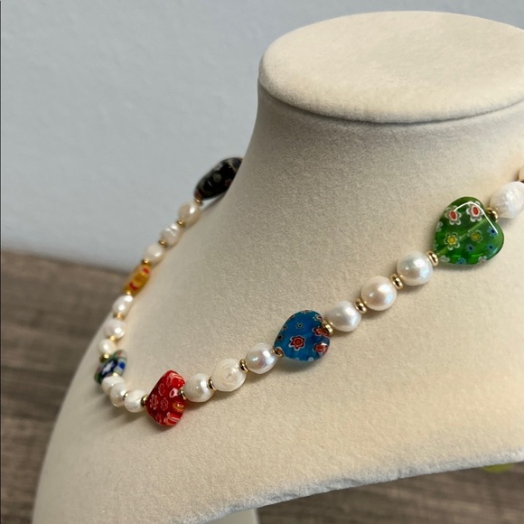 Piper K | Freshwater Pearl & Glass Heart Necklace. - Picture 9 of 12